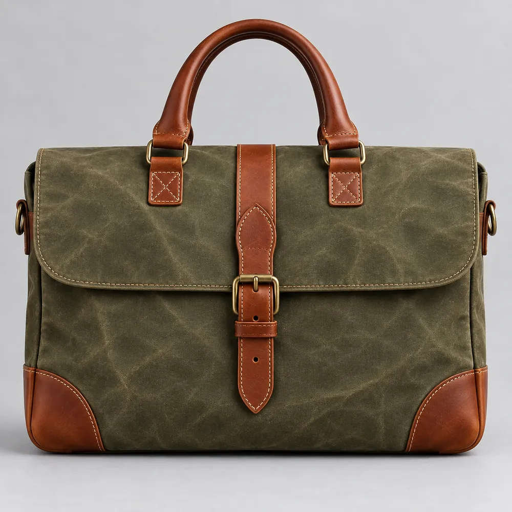 Borsa da lavoro Navigli in tela cerata, colore verde oliva