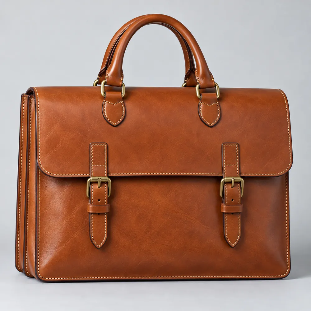 Cartella Oltrarno a due soffietti, colore cognac